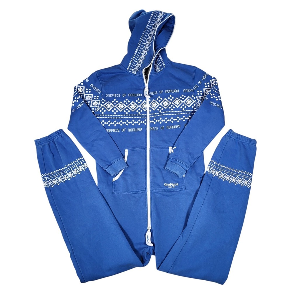 The Norwegian Original Alpine OnePiece Jumpsuit Blue Unisex Size Small Hooded